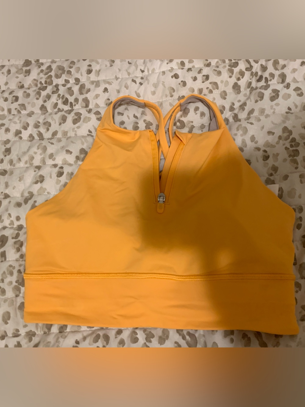 lululemon athletica Orange Zip-Front Cropped Sports Tank